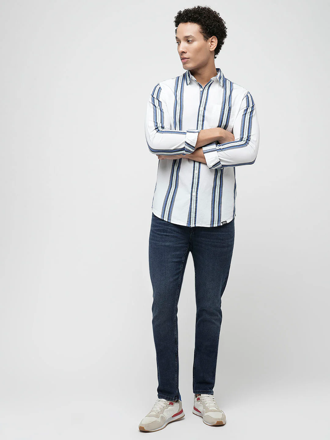 PRODUKT by JACK&JONES White Striped Full Sleeves Shirt - Image 5