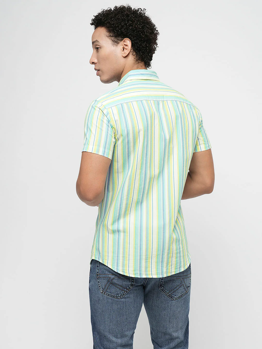 PRODUKT by JACK&JONES Green Striped Short Sleeves Shirt - Image 4