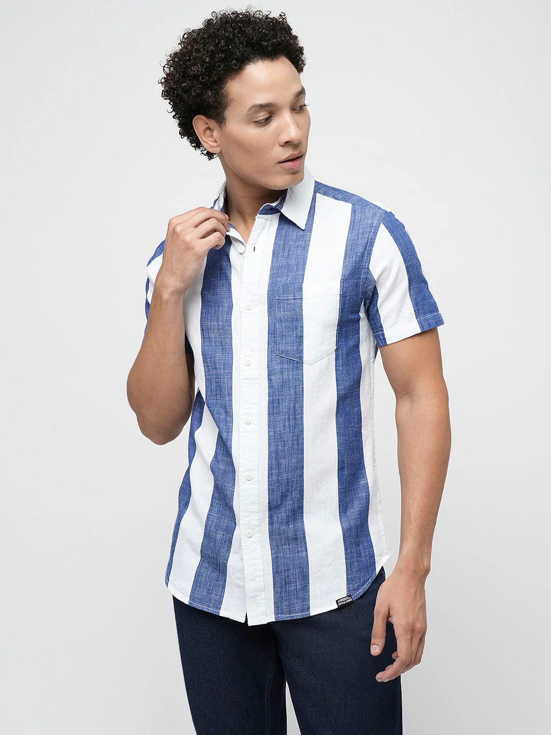PRODUKT by JACK&JONES Blue Striped Short Sleeves Shirt - Image 2