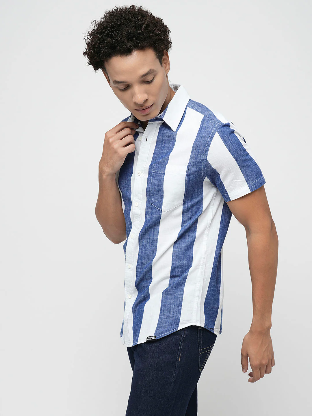 PRODUKT by JACK&JONES Blue Striped Short Sleeves Shirt - Image 3