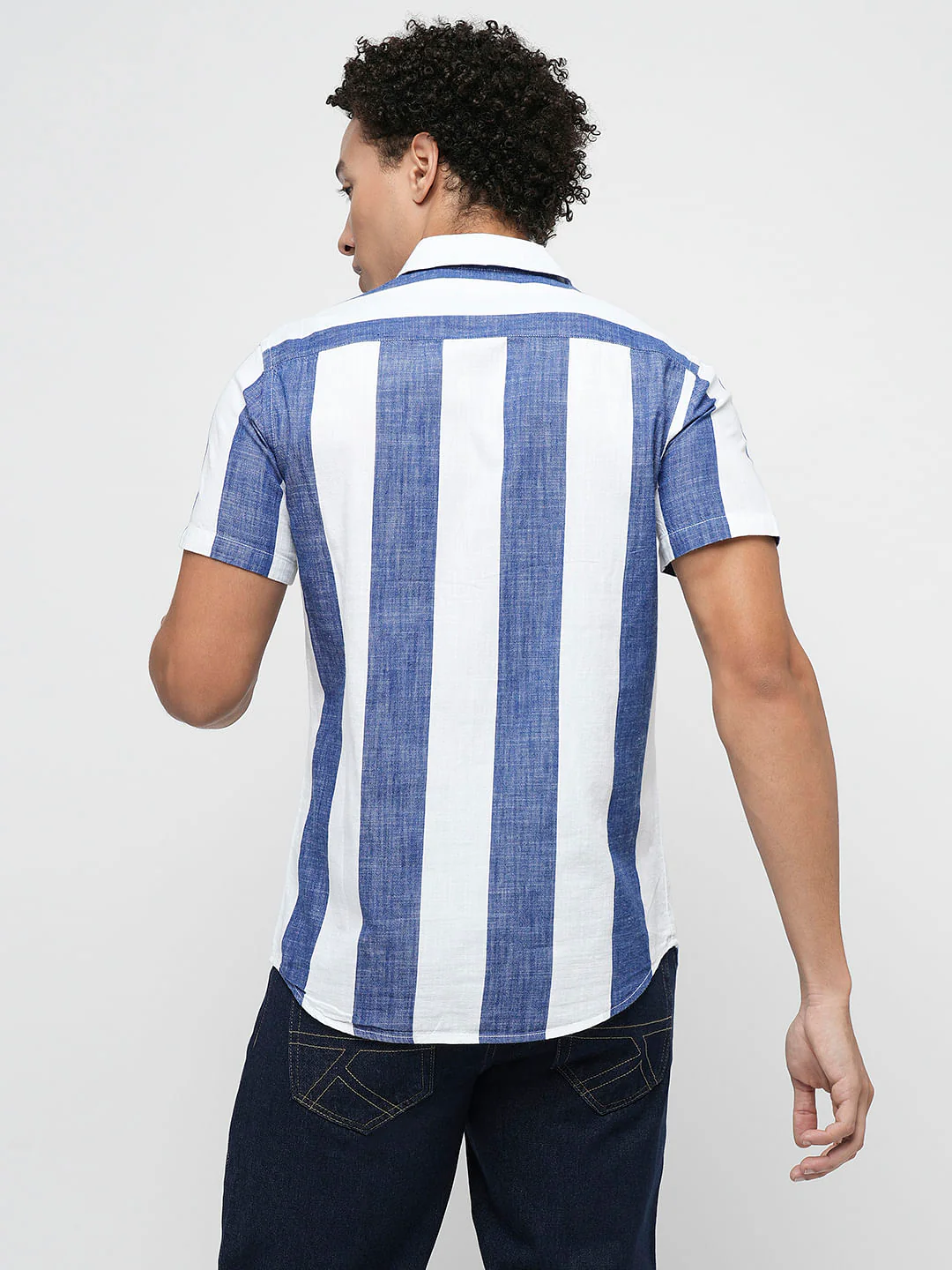 PRODUKT by JACK&JONES Blue Striped Short Sleeves Shirt - Image 4