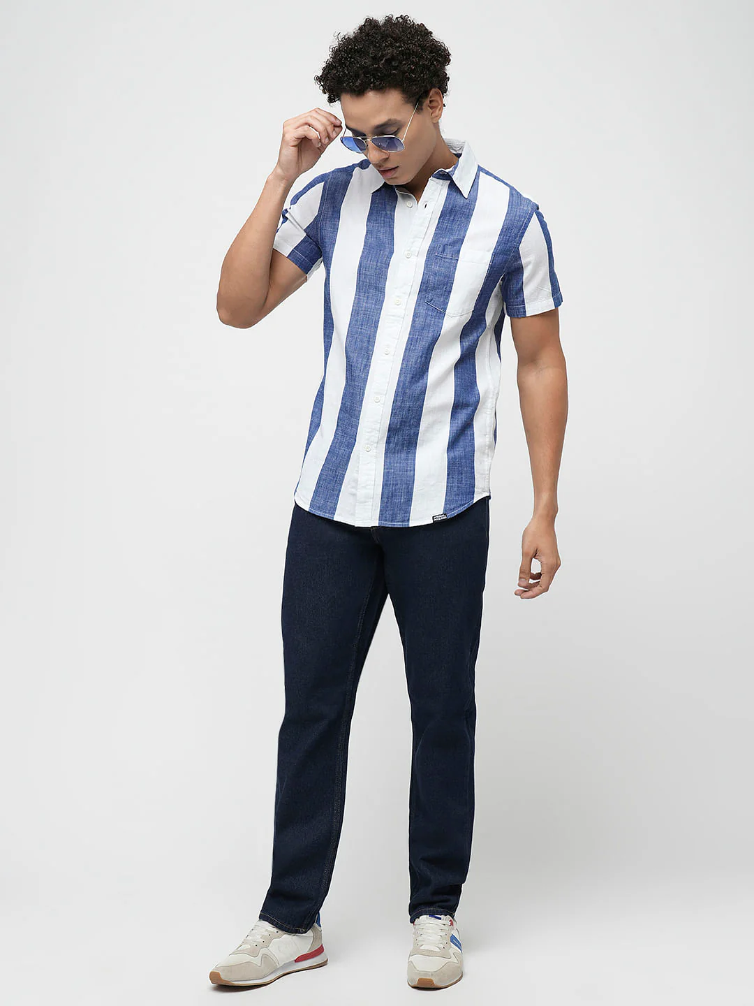 PRODUKT by JACK&JONES Blue Striped Short Sleeves Shirt - Image 5