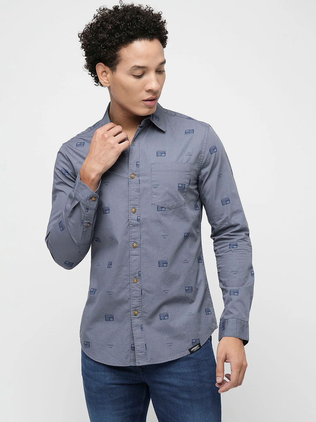 PRODUKT by JACK&JONES Blue Printed Full Sleeves Shirt - Image 2