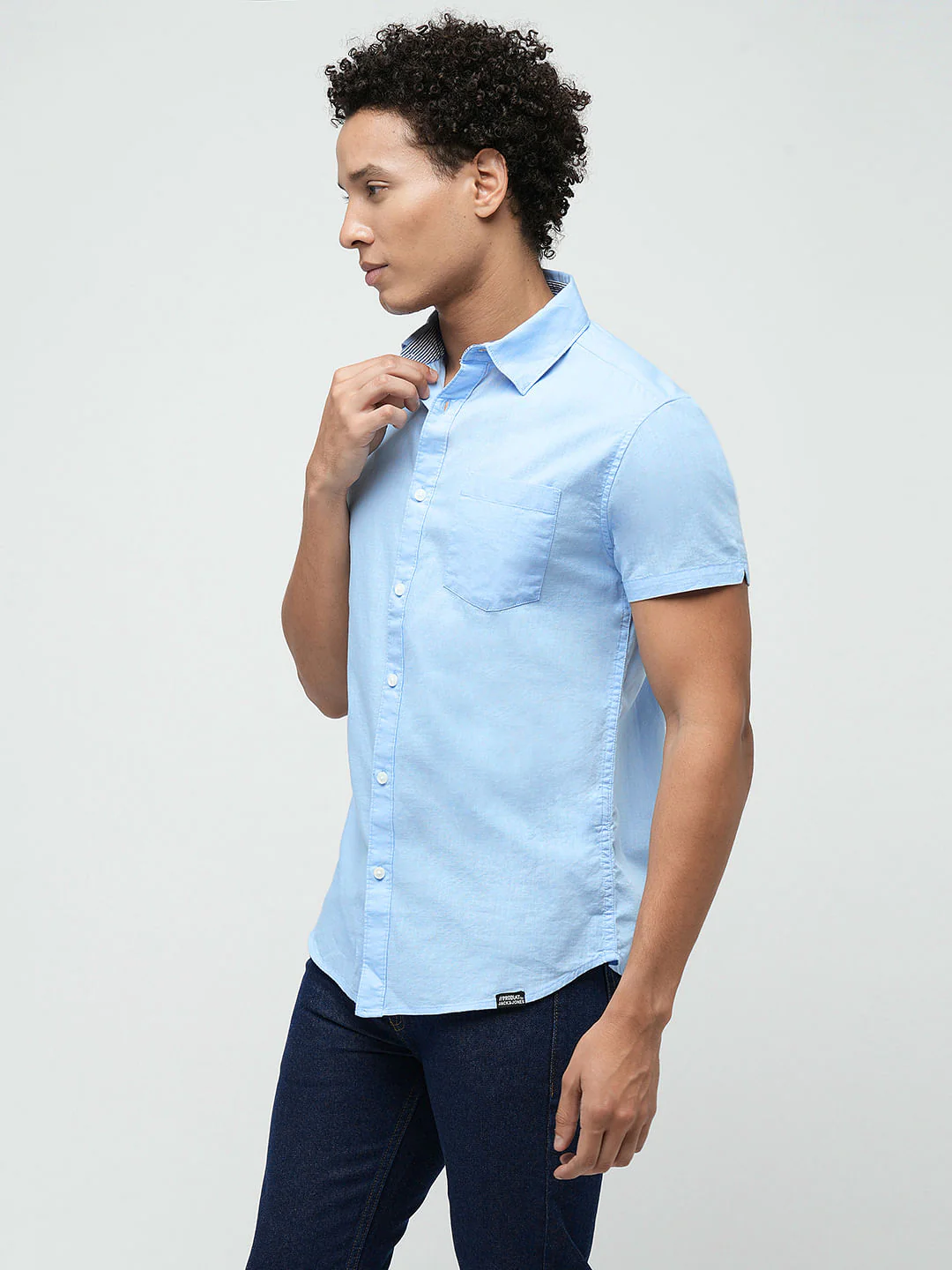 PRODUKT by JACK&JONES Light Blue Cotton Short Sleeves Shirt - Image 3