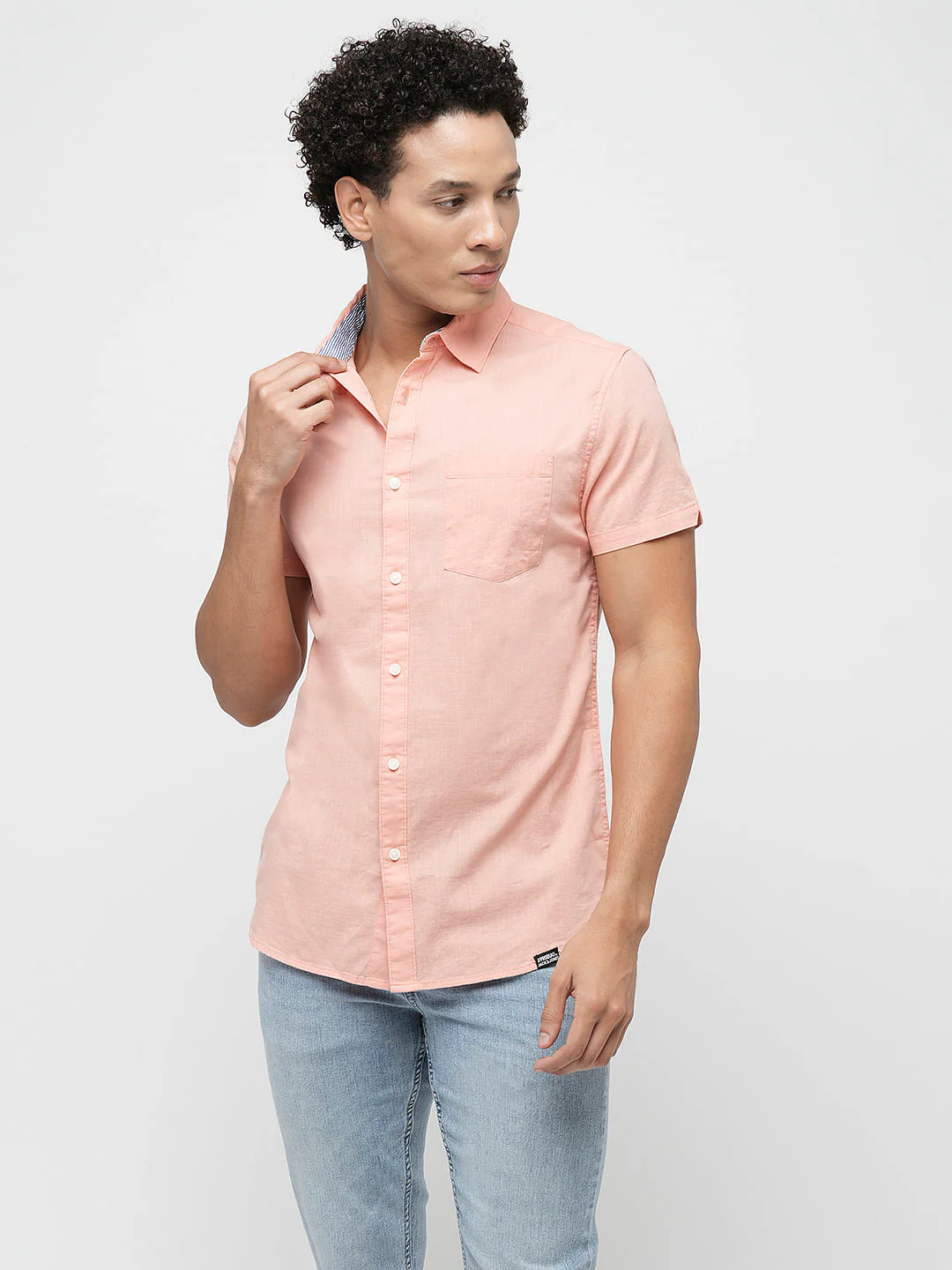 PRODUKT by JACK&JONES Peach Cotton Short Sleeves Shirt - Image 2