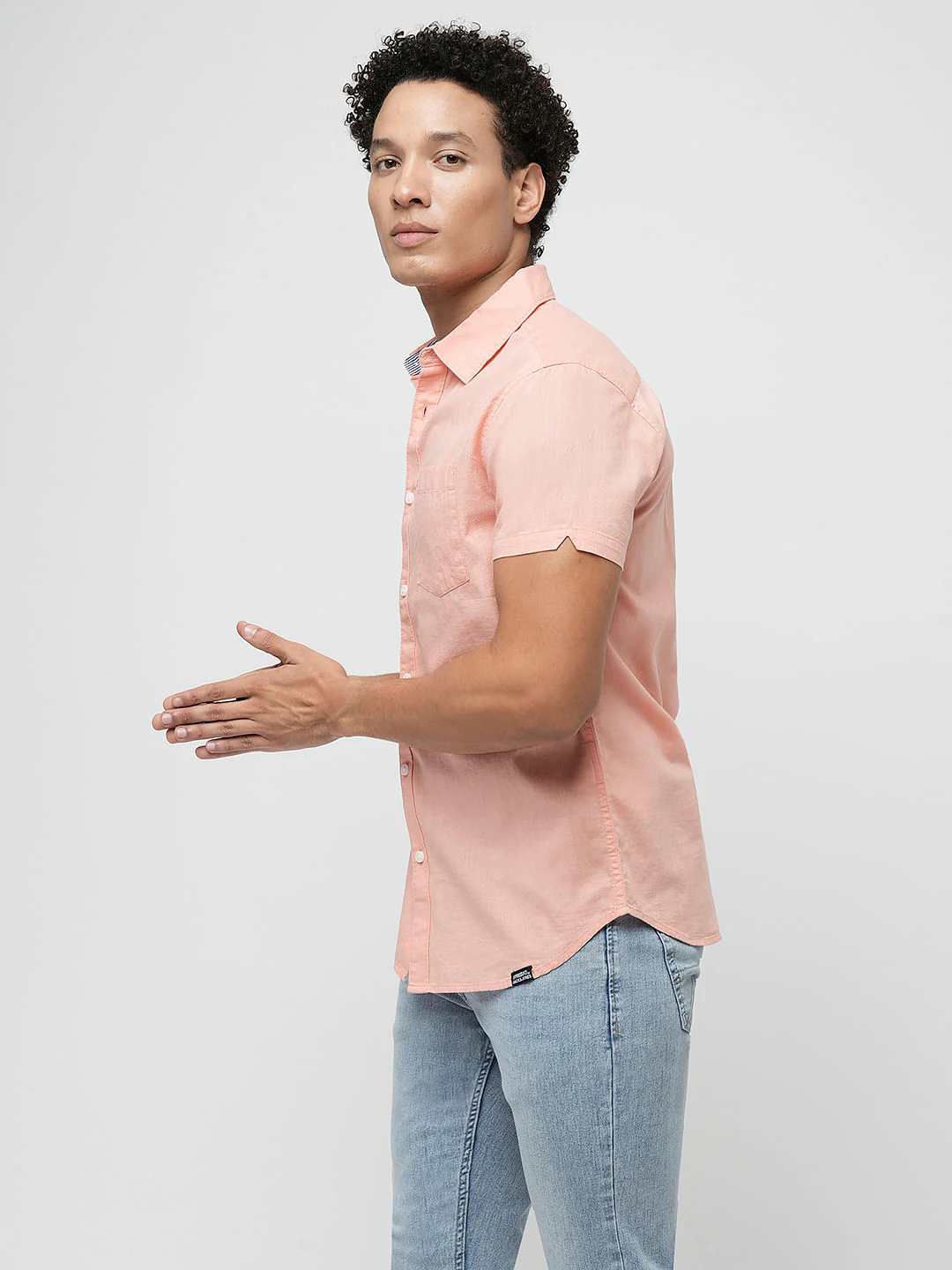 PRODUKT by JACK&JONES Peach Cotton Short Sleeves Shirt - Image 3