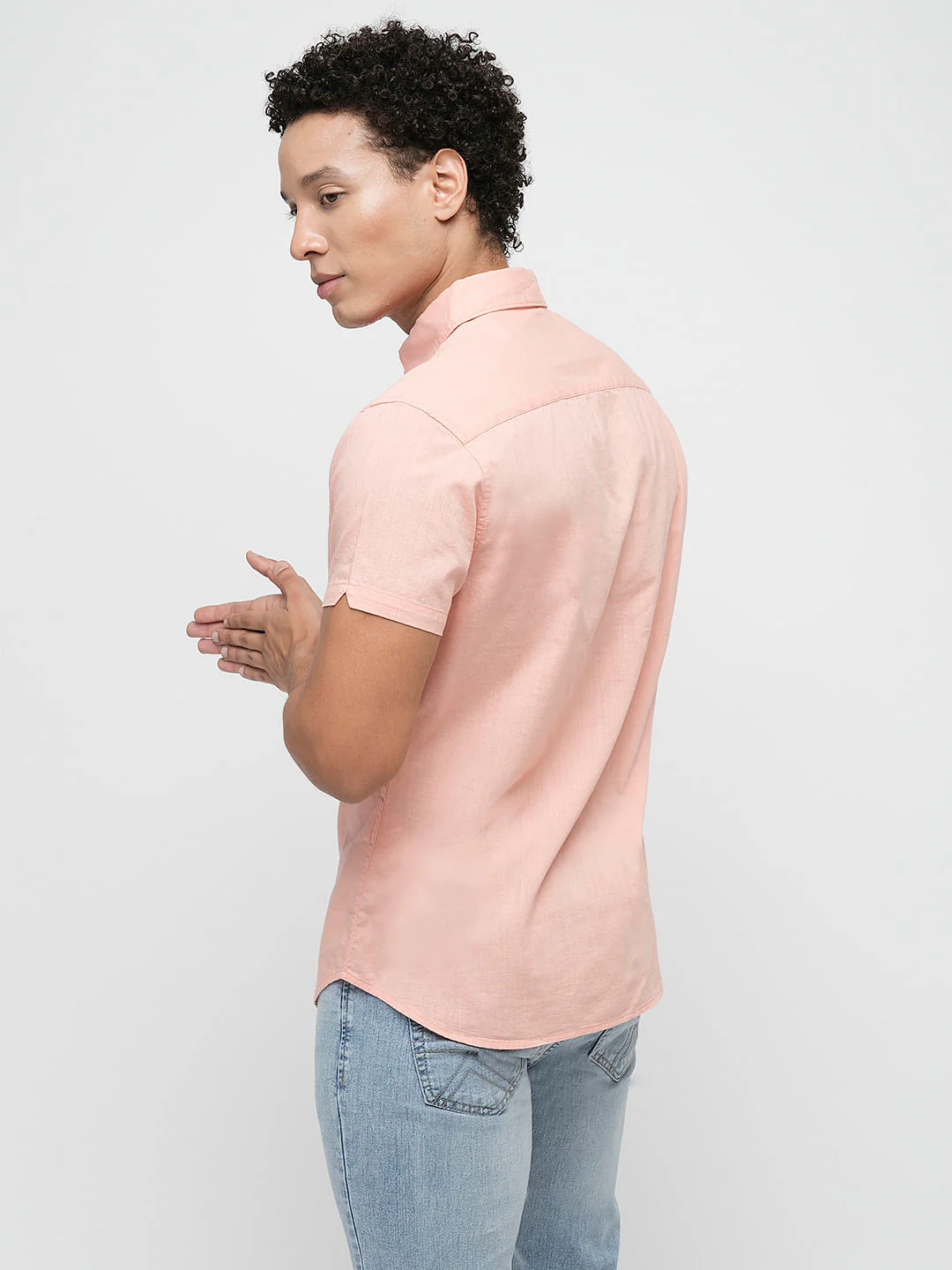 PRODUKT by JACK&JONES Peach Cotton Short Sleeves Shirt - Image 4