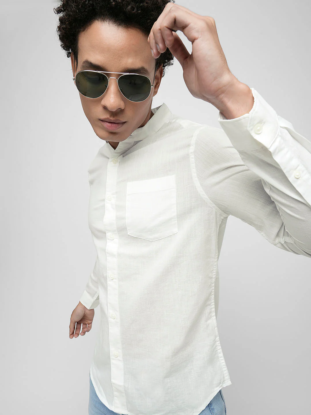 PRODUKT by JACK&JONES White Cotton Full Sleeves Shirt