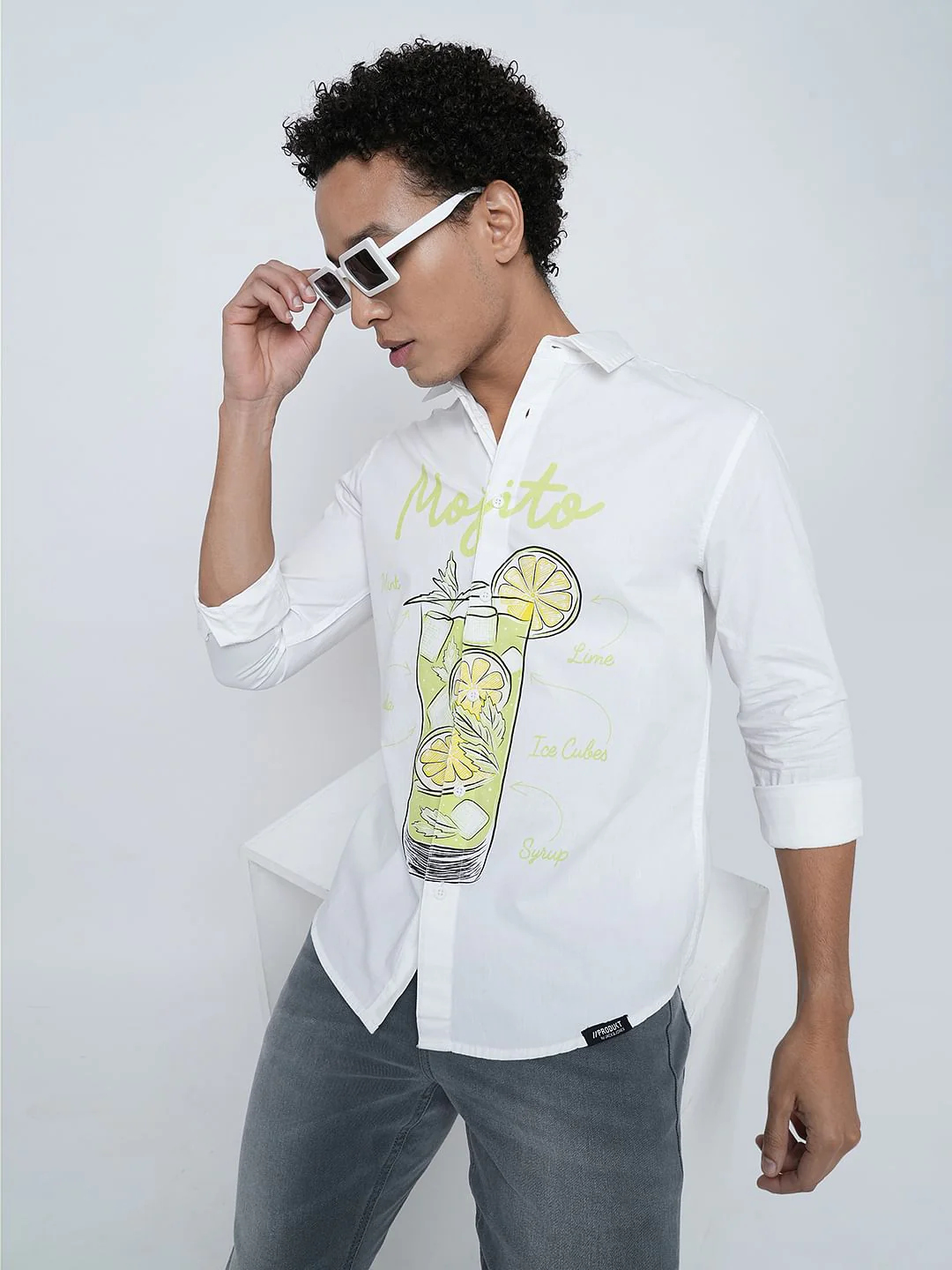 PRODUKT by JACK&JONES White Printed Full Sleeves Shirt