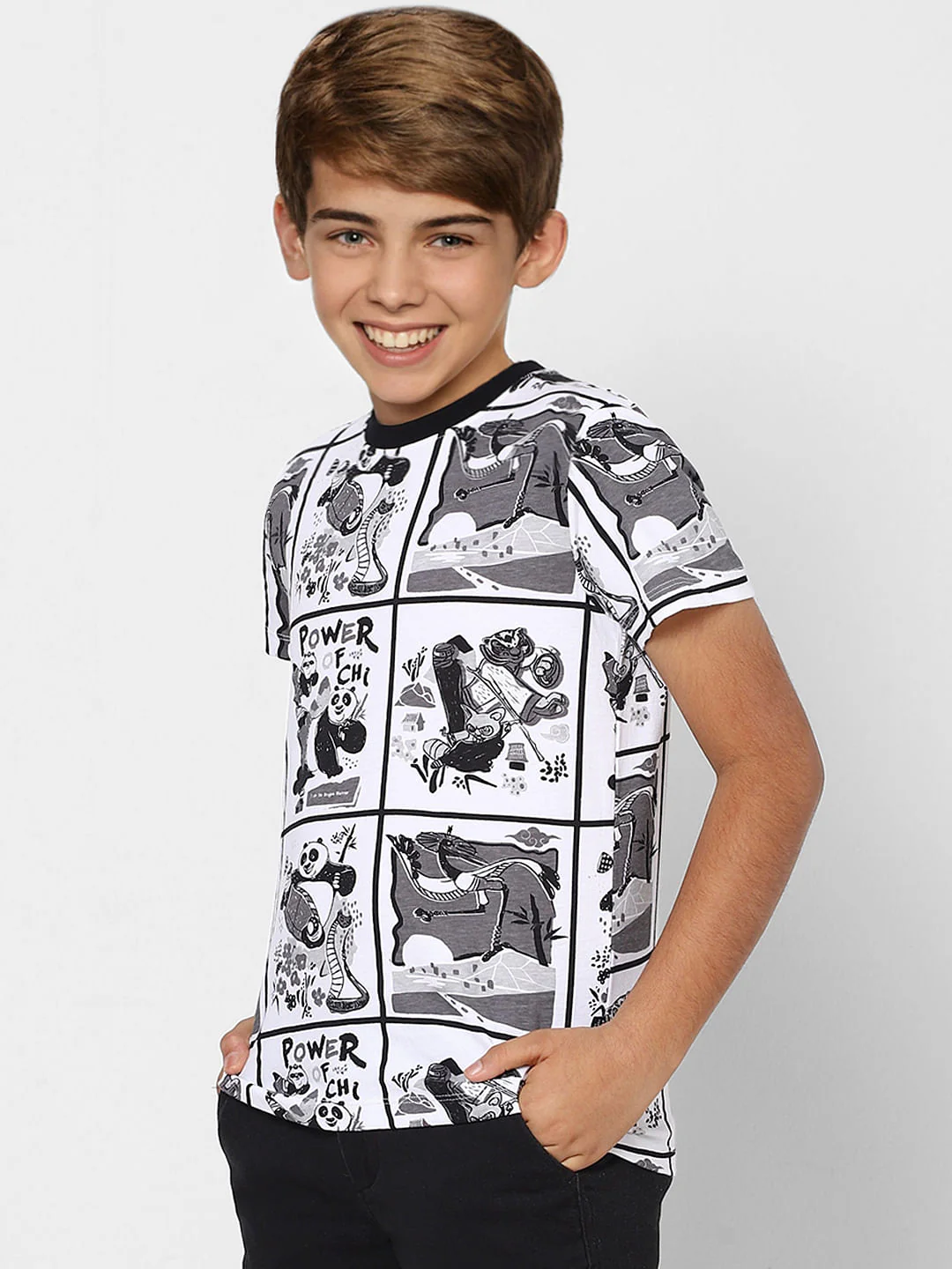 Boys X Kung Fu Panda White Graphic Print T-shirt - Image 3