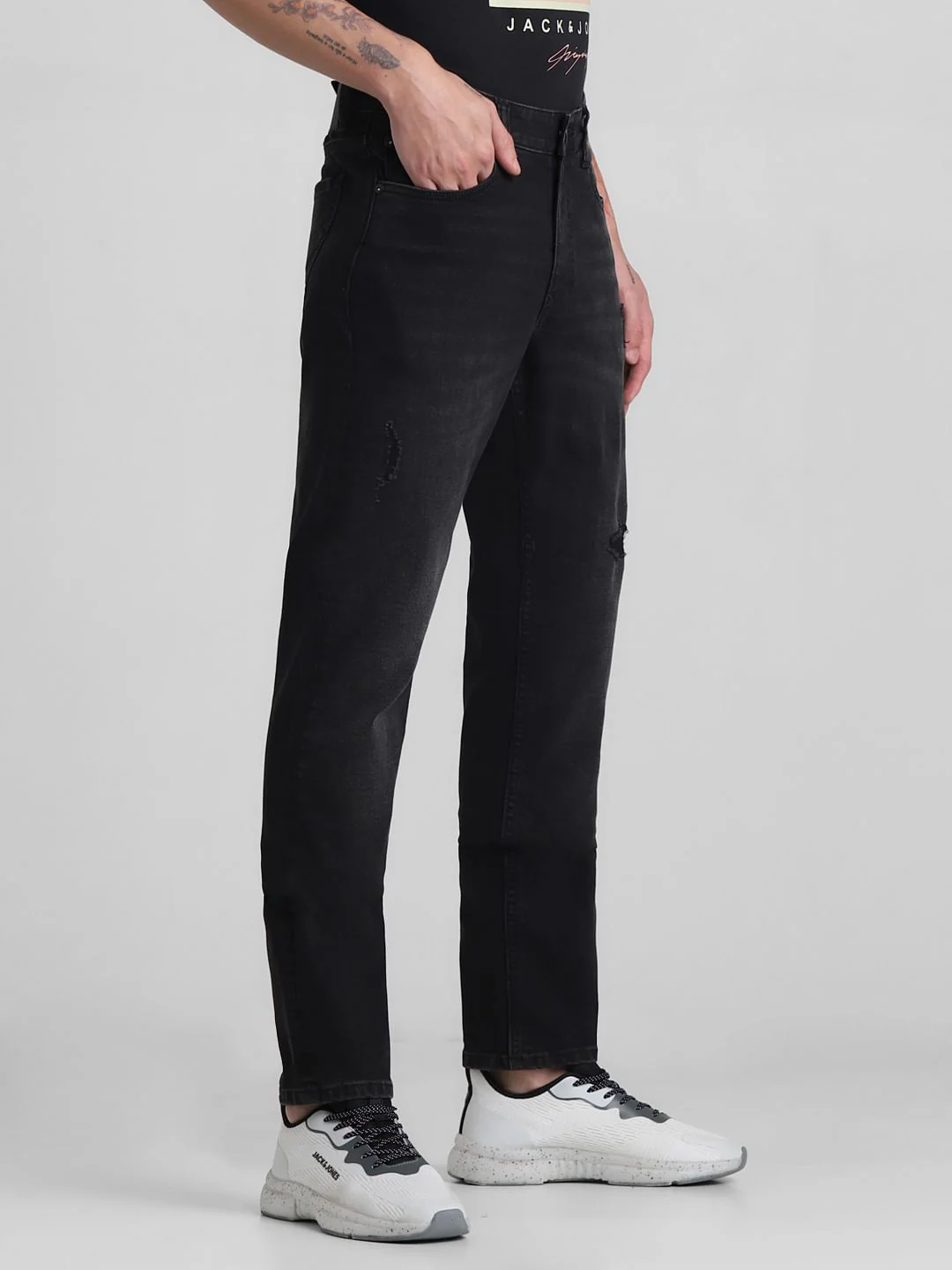 Black Low Rise Distressed Ben Skinny Jeans - Image 2