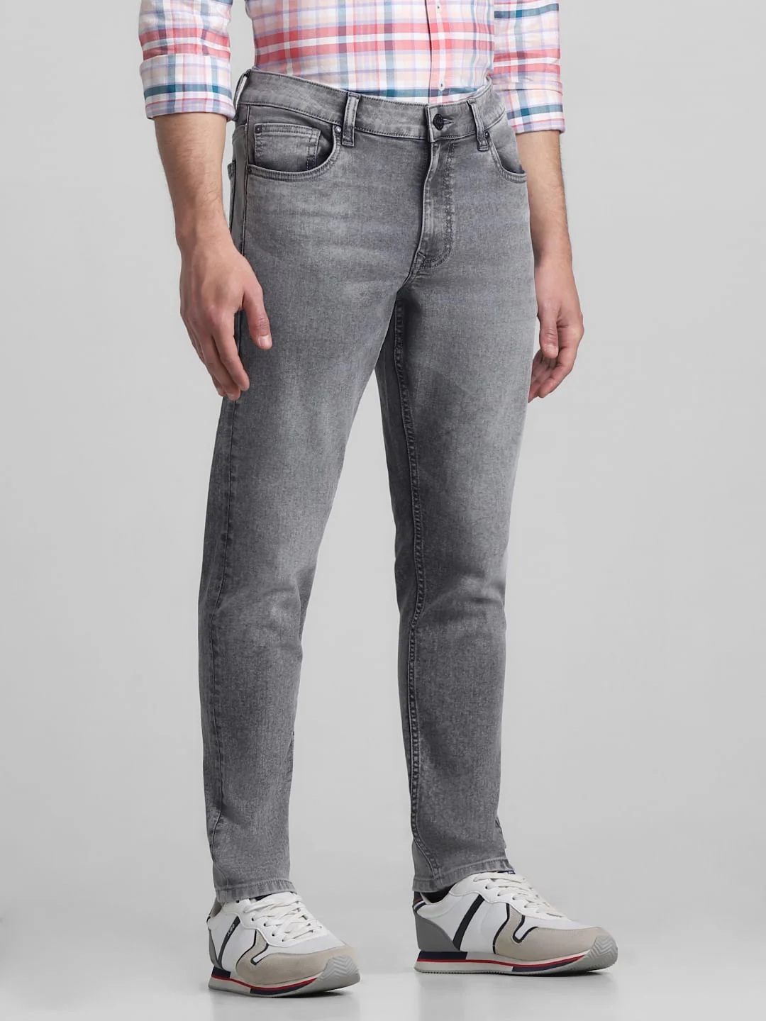 Light Grey Mid Rise Brak Slim Fit Jeans - Image 2