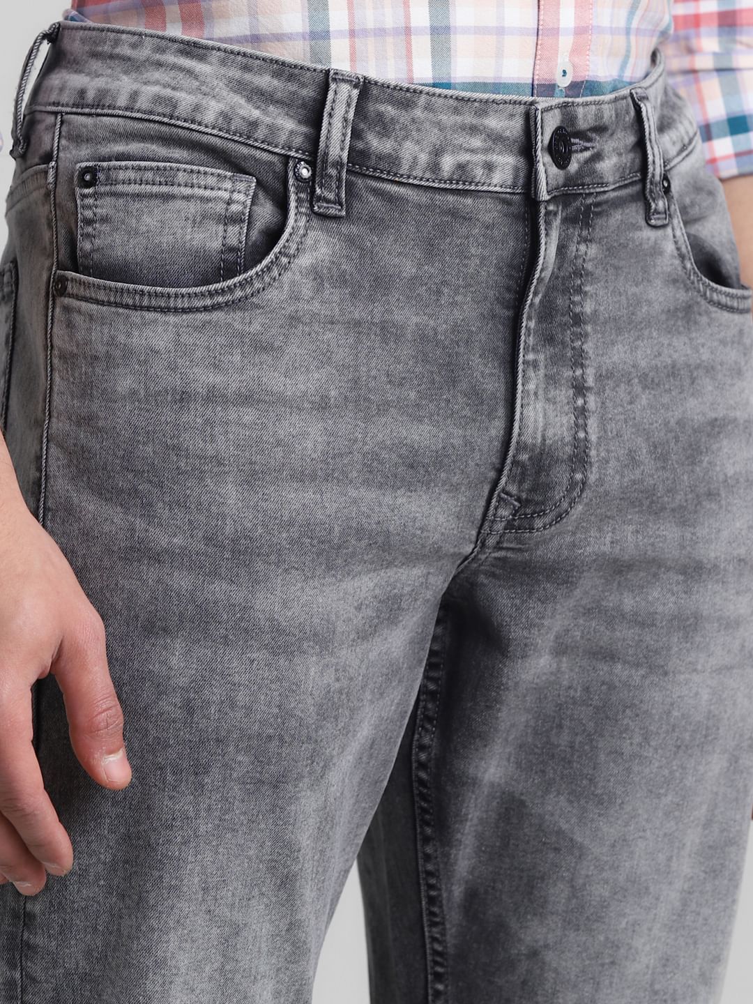 Light Grey Mid Rise Brak Slim Fit Jeans - Image 4
