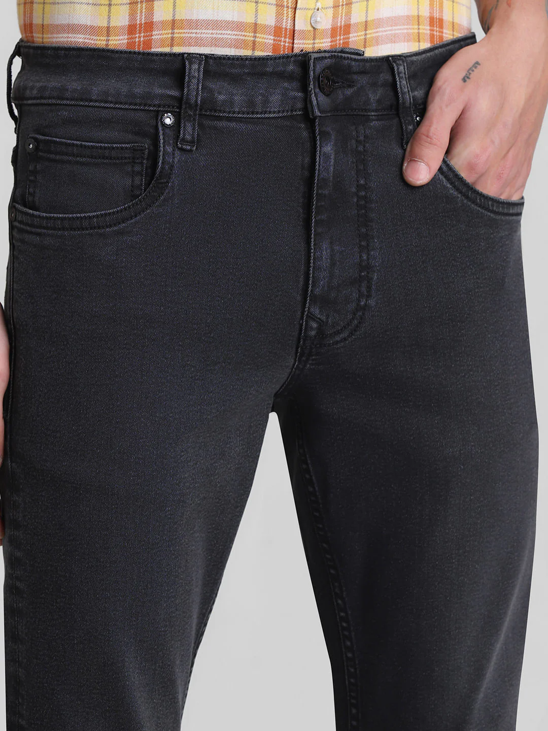 Dark Grey Low Rise Slim Fit Jeans - Image 4