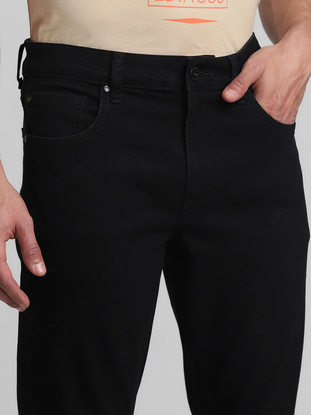 Black Mid Rise Clark Regular Fit Jeans - Image 4