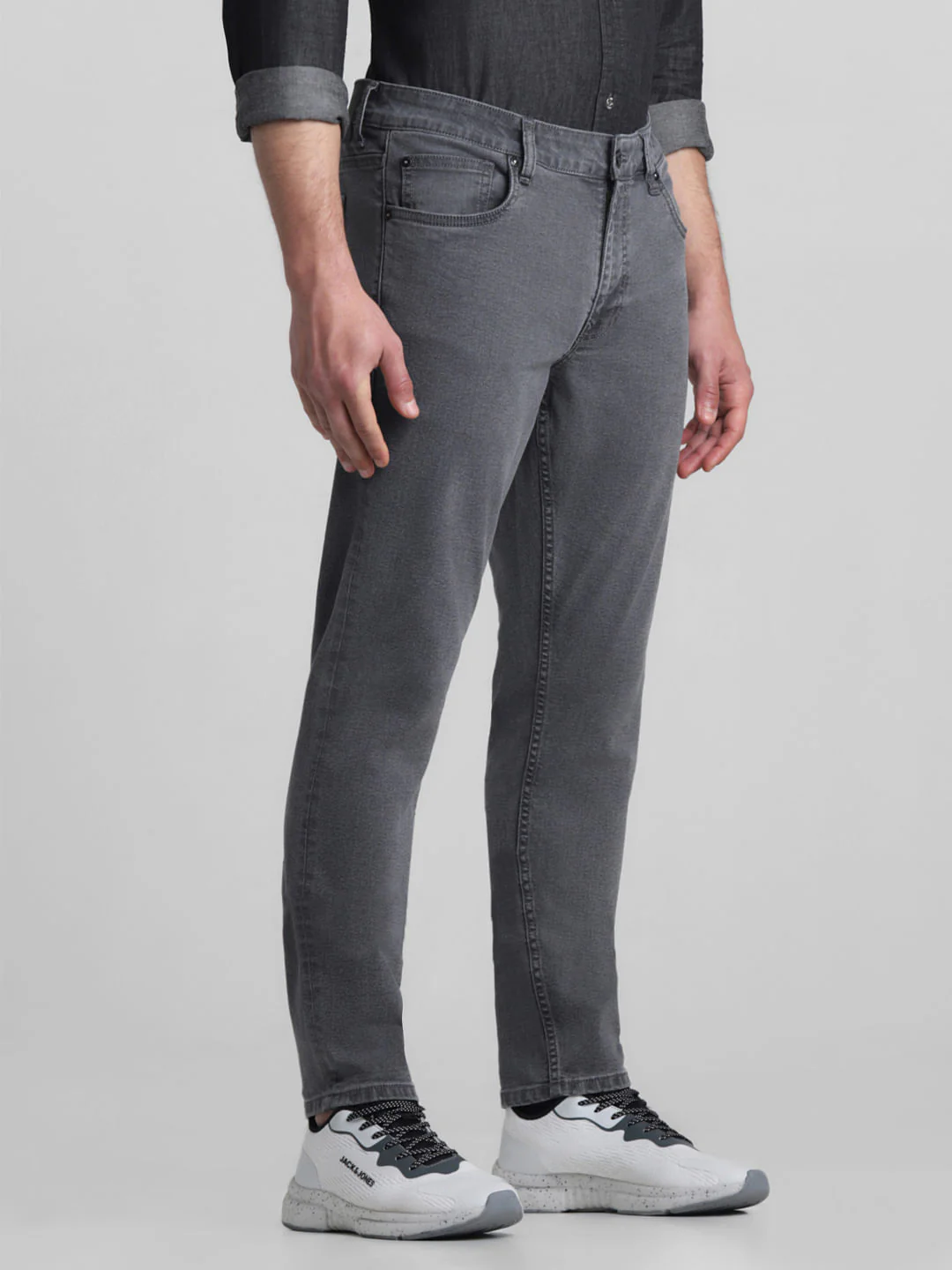 Grey Mid Rise Brak Slim Fit Jeans - Image 2