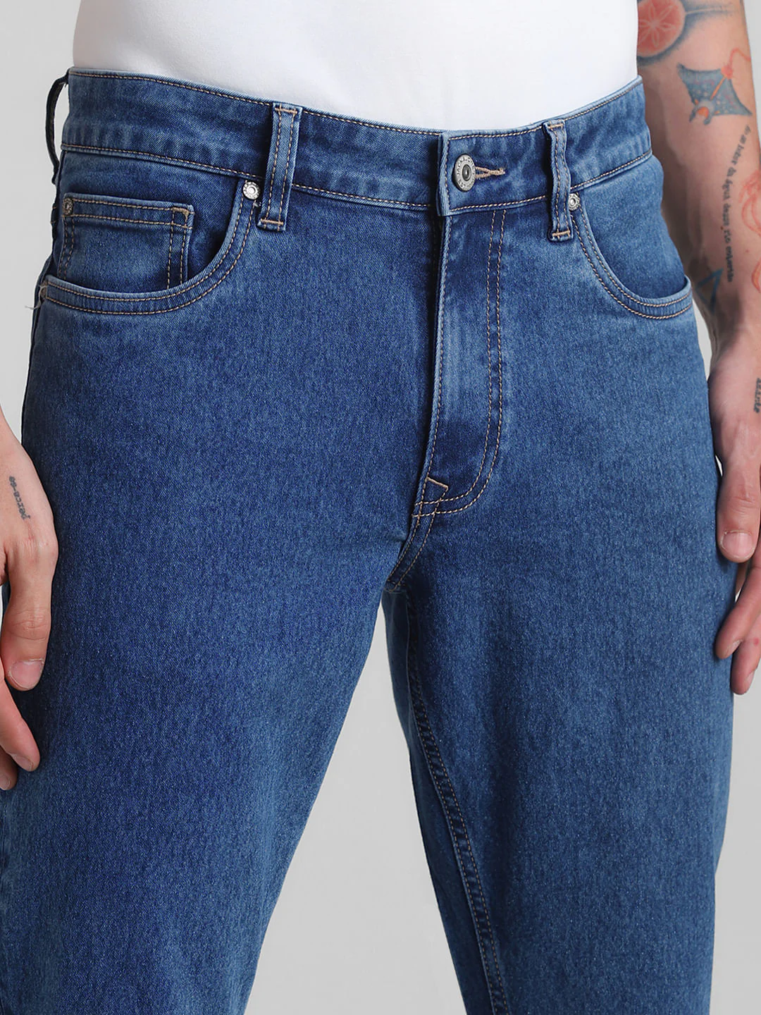 Light Blue Mid Rise Regular Fit Jeans - Image 4