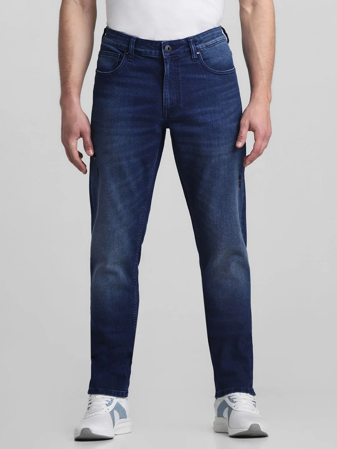 Dark Blue Low Rise Distressed Glenn Slim Jeans
