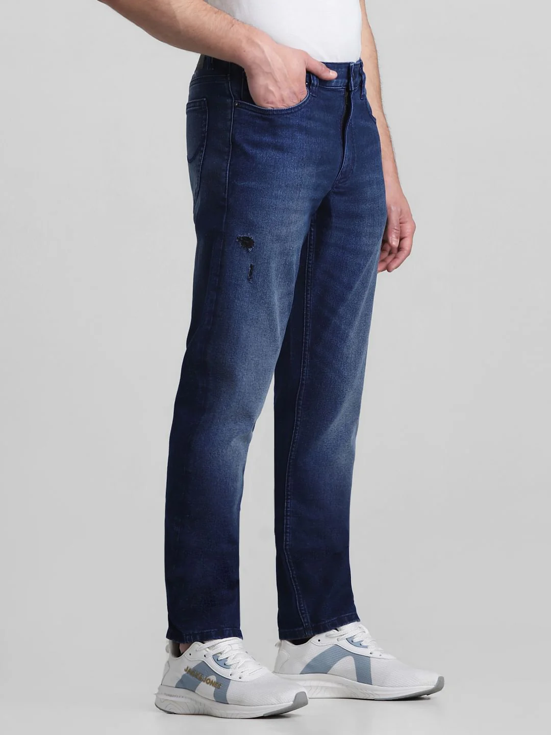 Dark Blue Low Rise Distressed Glenn Slim Jeans - Image 2