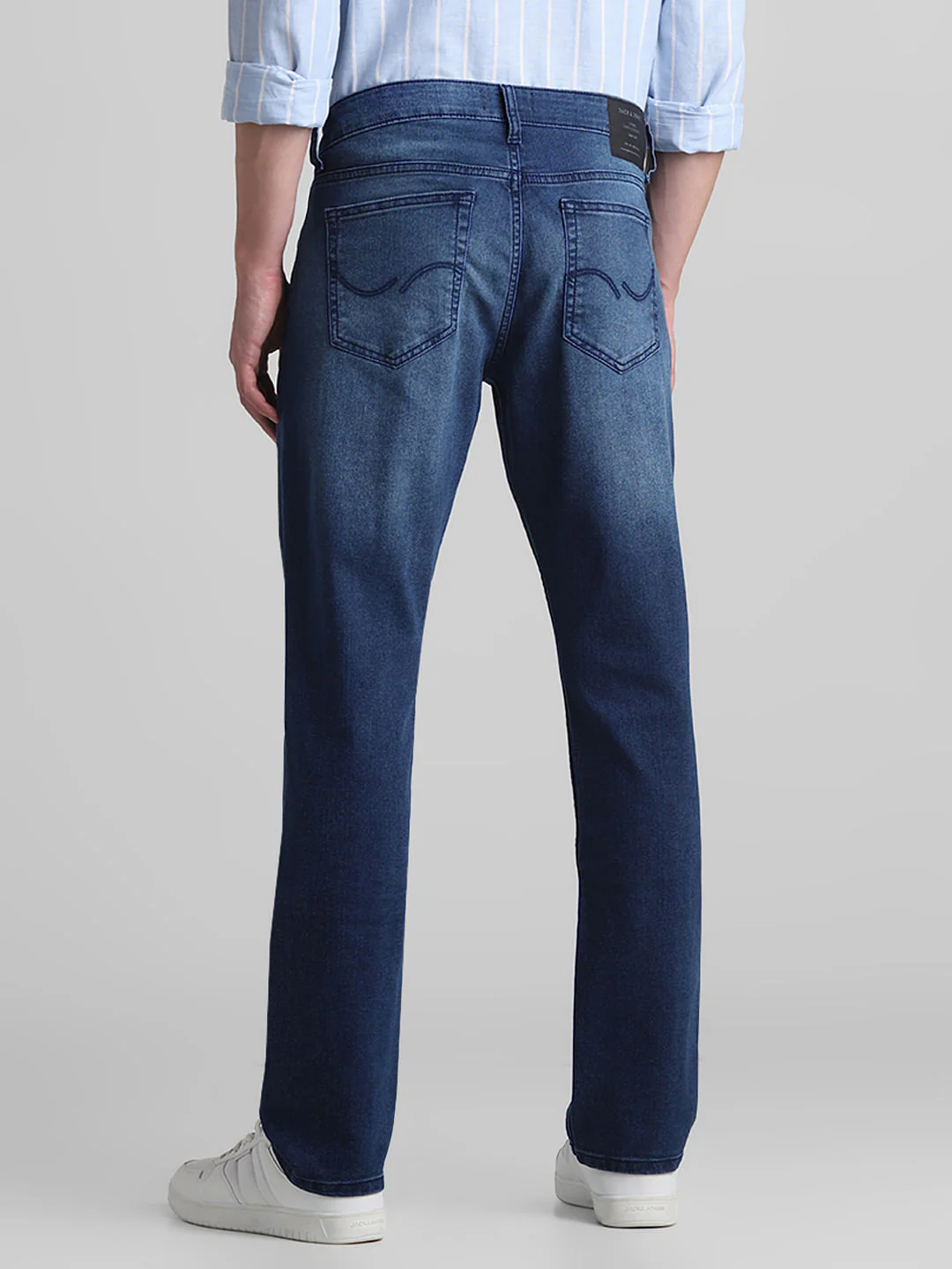 Dark Blue Mid Rise Clark Regular Fit Jeans - Image 3