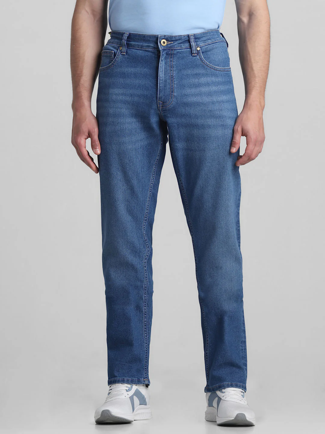 Light Blue Mid Rise Clark Regular Fit Jeans