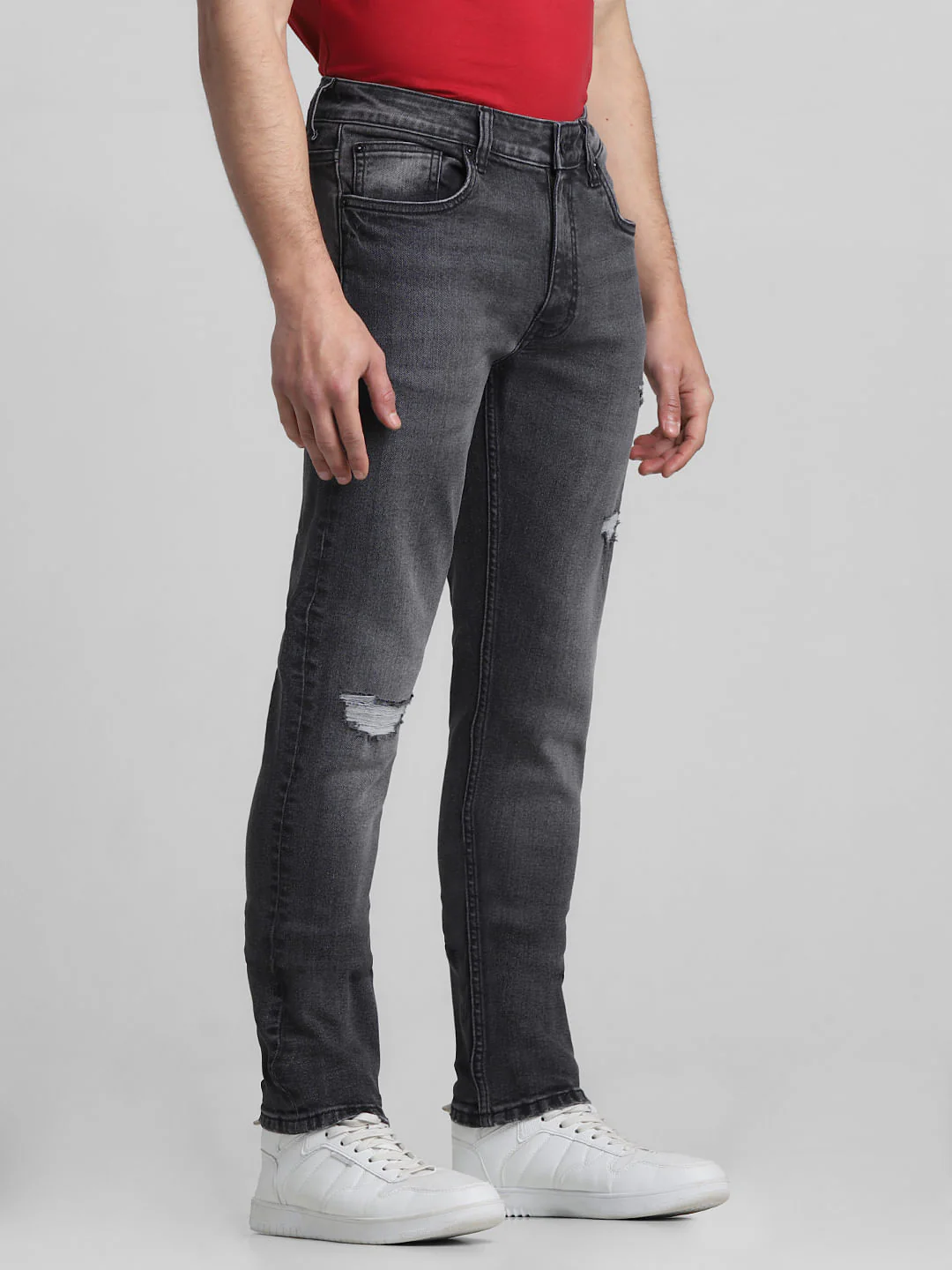 Grey Low Rise Distressed Ben Skinny Jeans - Image 2