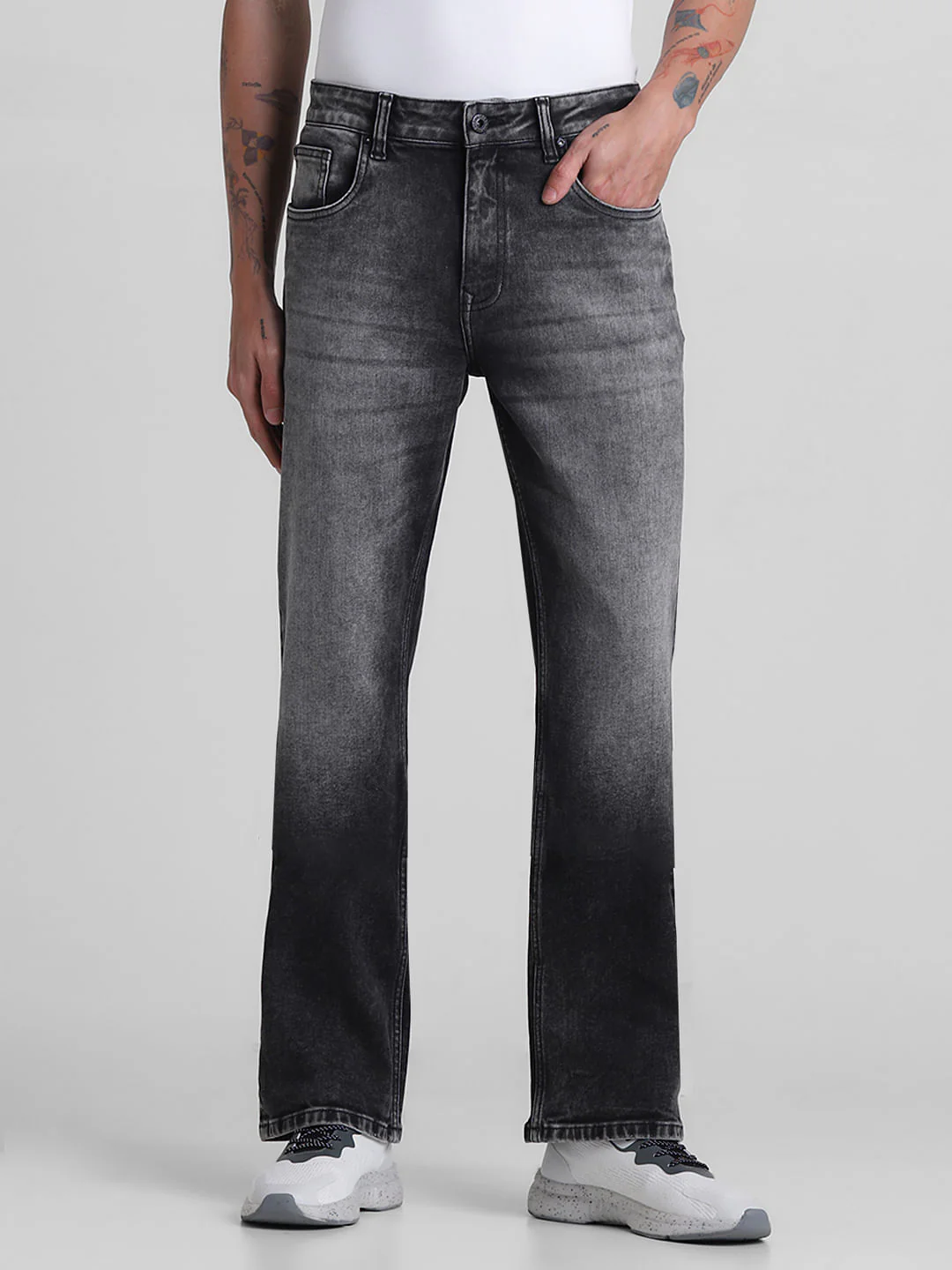Grey High Rise Ray Bootcut Fit Jeans