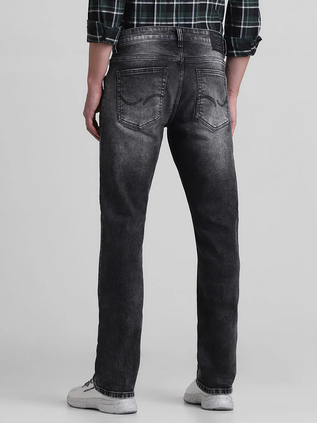 Grey Mid Rise Washed Clark Regular Fit Jeans - Image 3