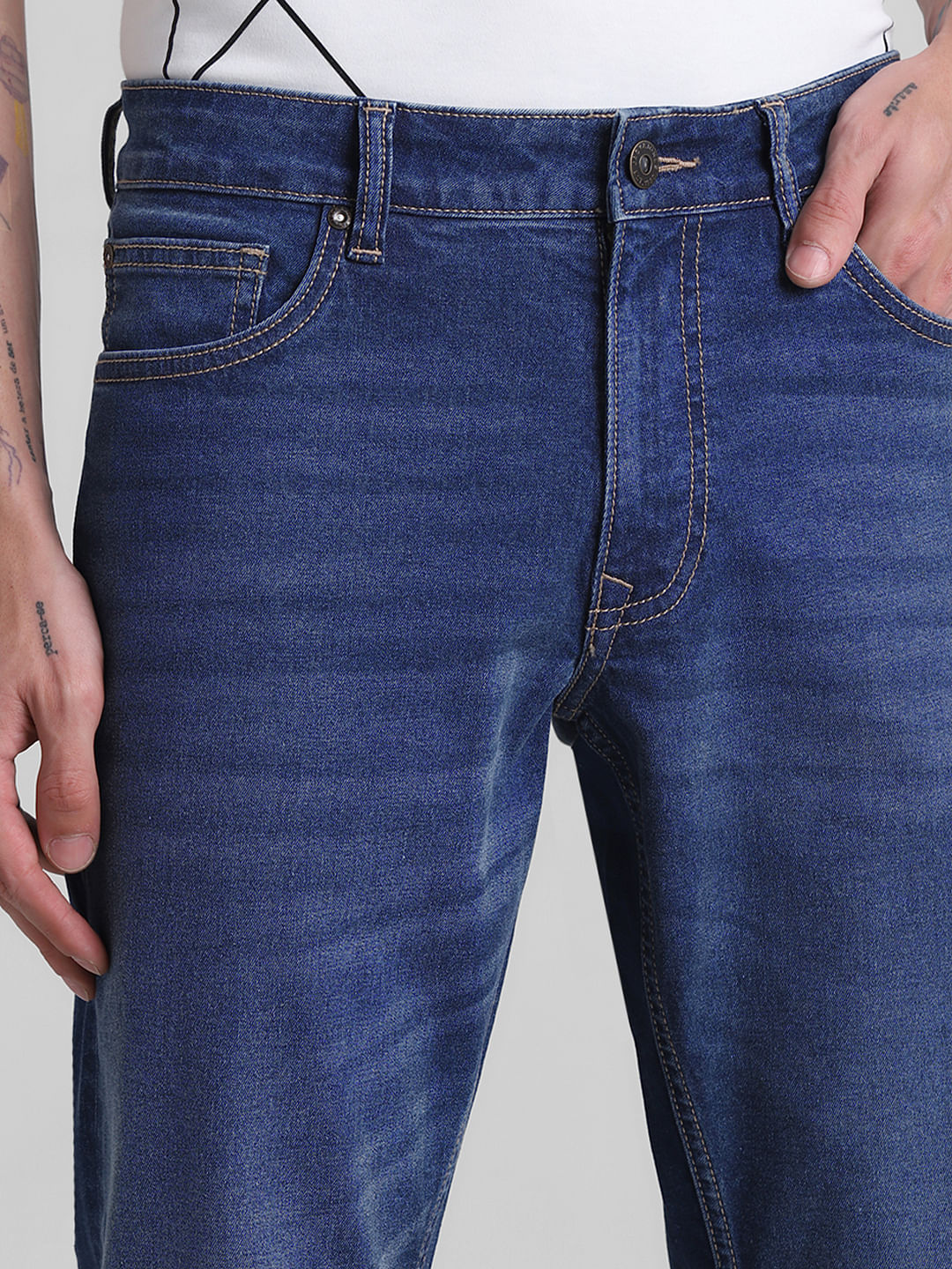 Blue Mid Rise Clark Regular Fit Jeans - Image 4