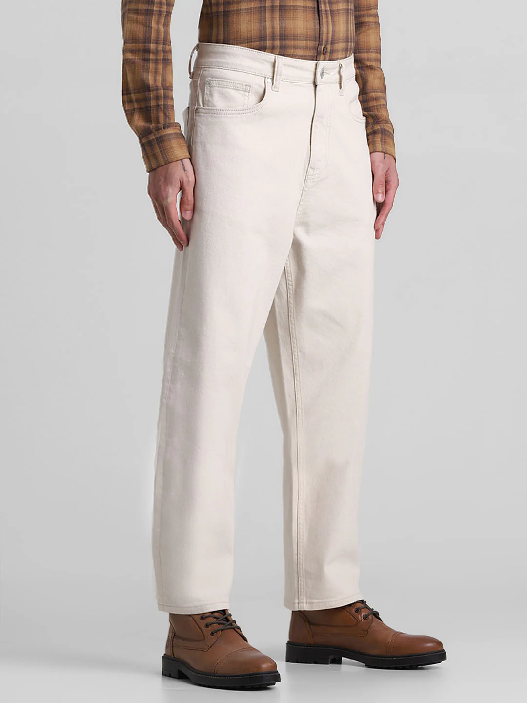 Ecru High Rise Dario Loose Fit Jeans - Image 2
