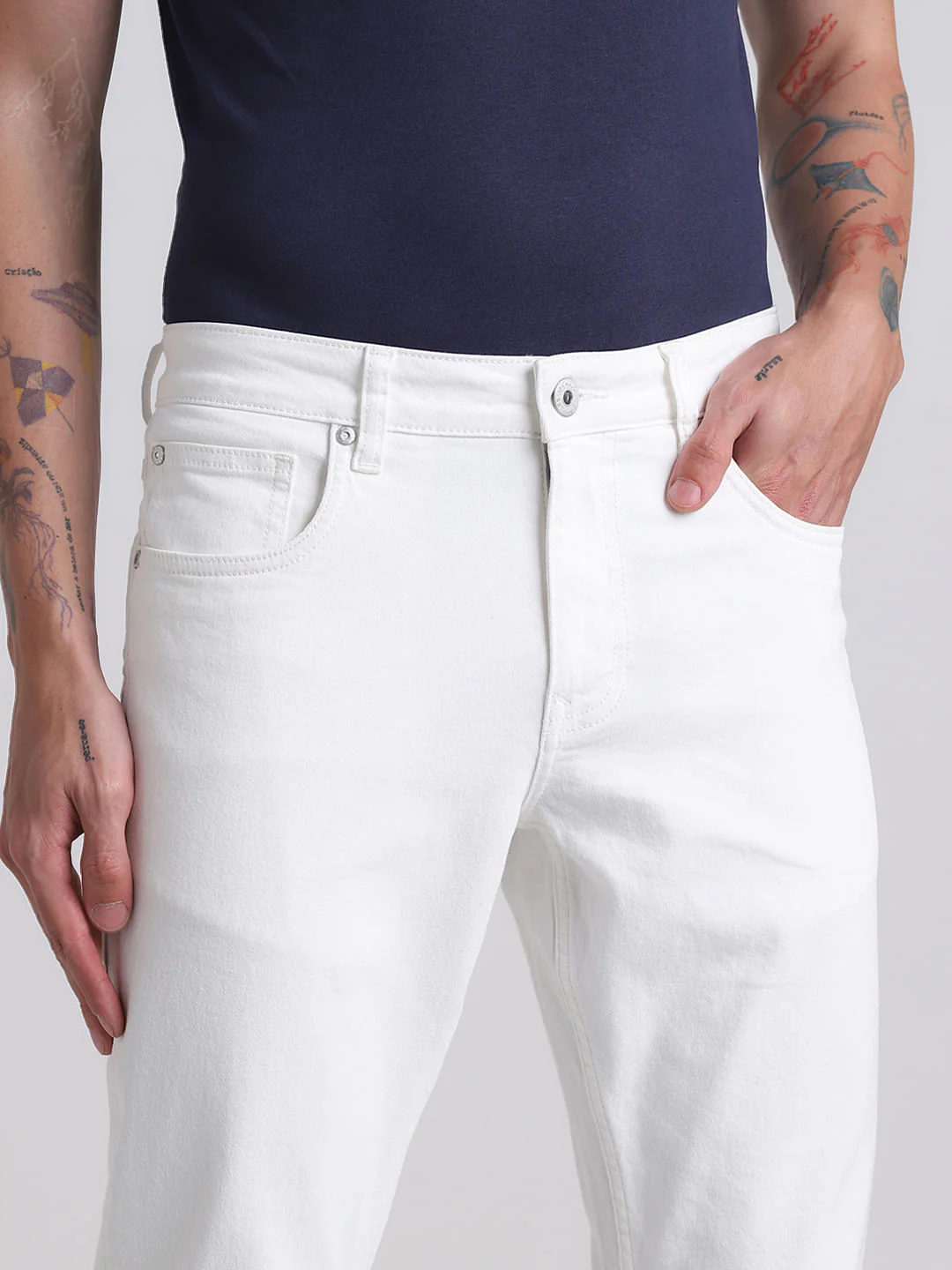 White Low Rise Glenn Slim Fit Jeans - Image 4