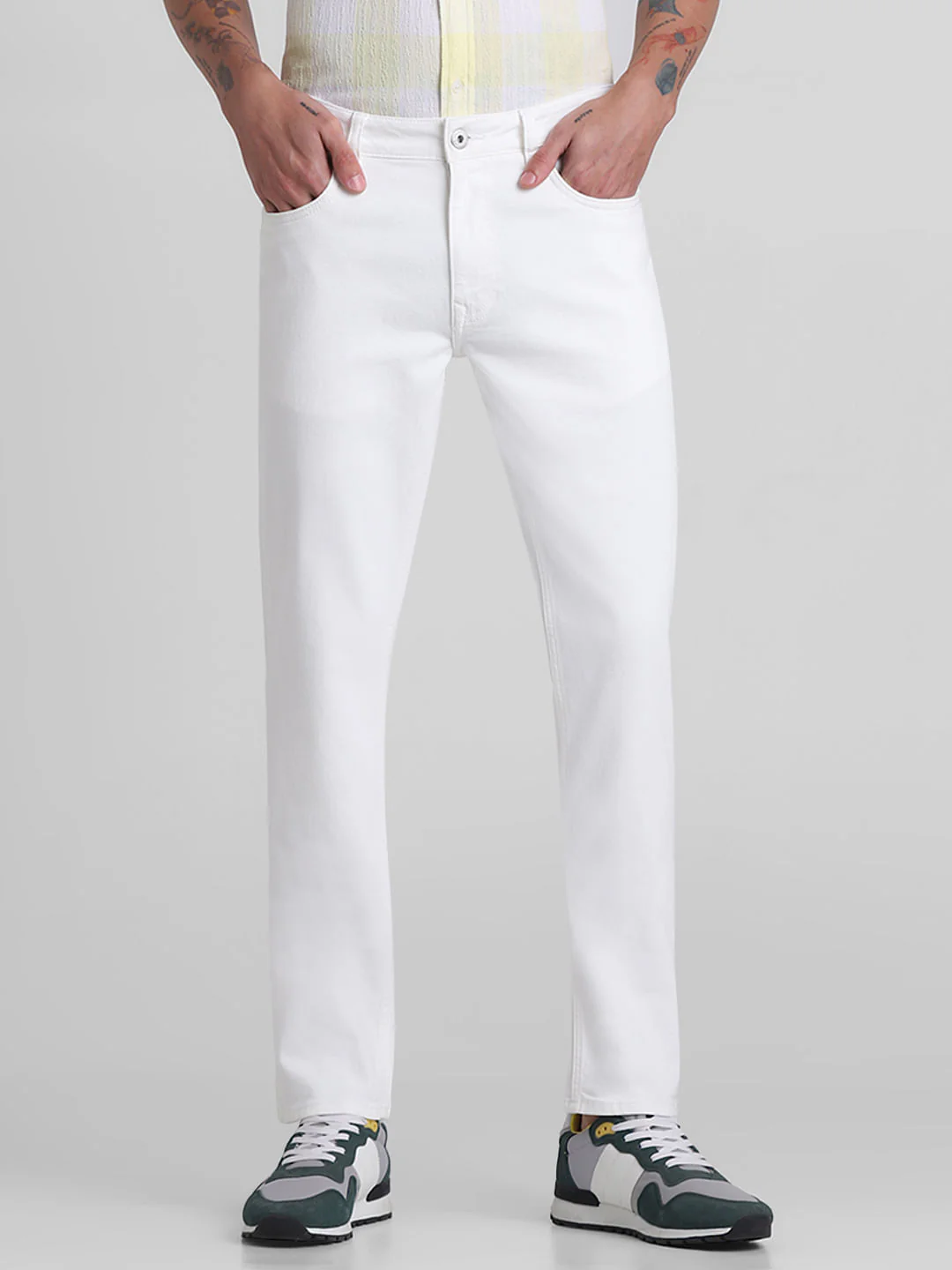 White Low Rise Glenn Slim Fit Jeans
