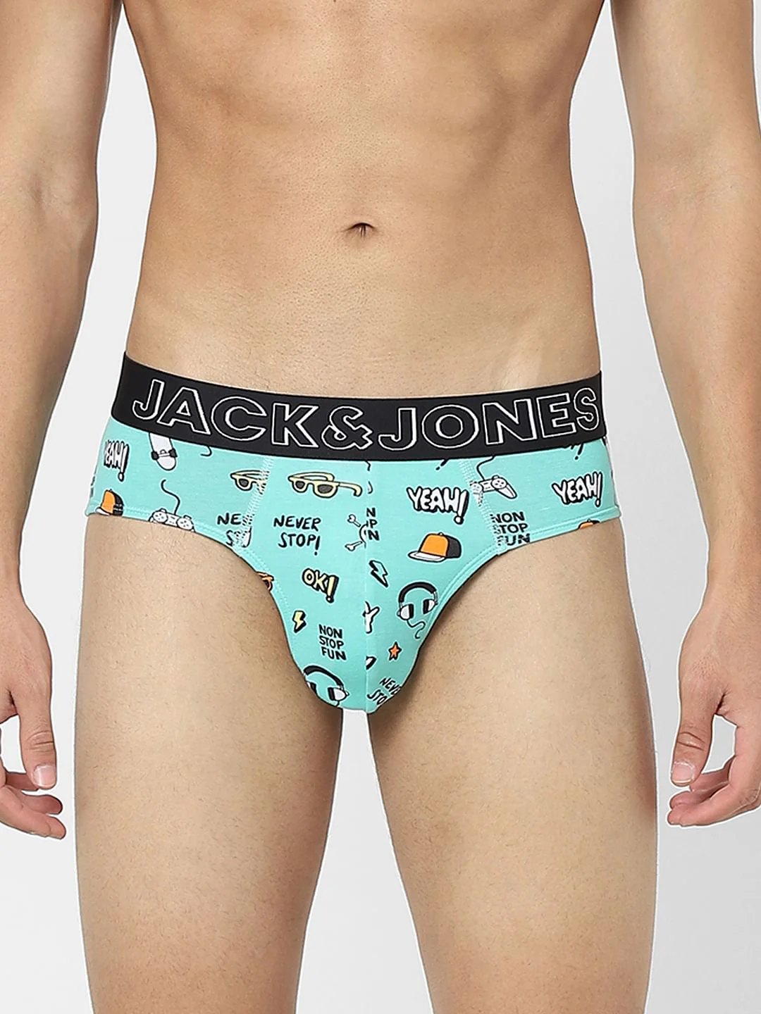 Aqua Blue Graphic Print Briefs