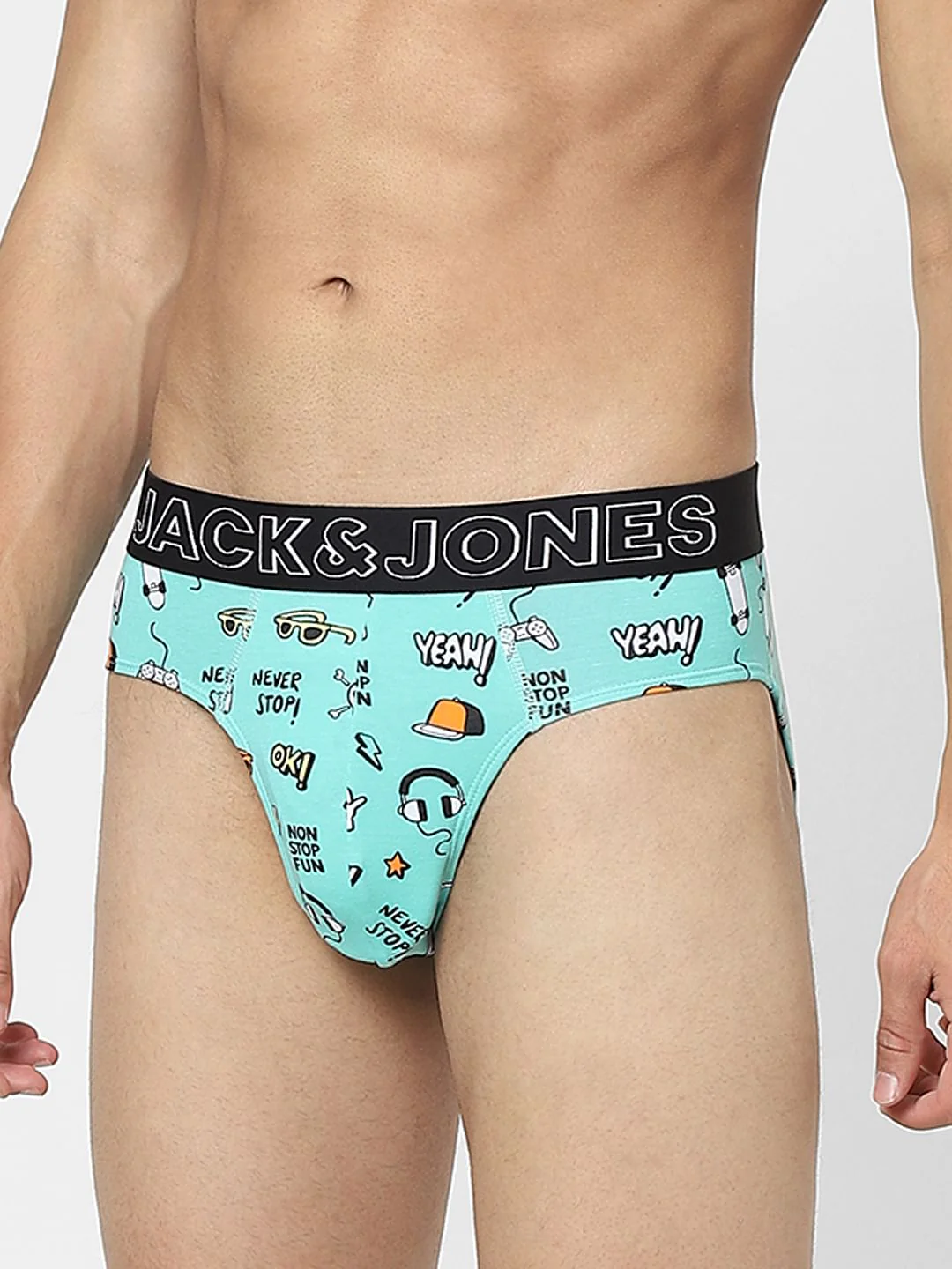 Aqua Blue Graphic Print Briefs - Image 2