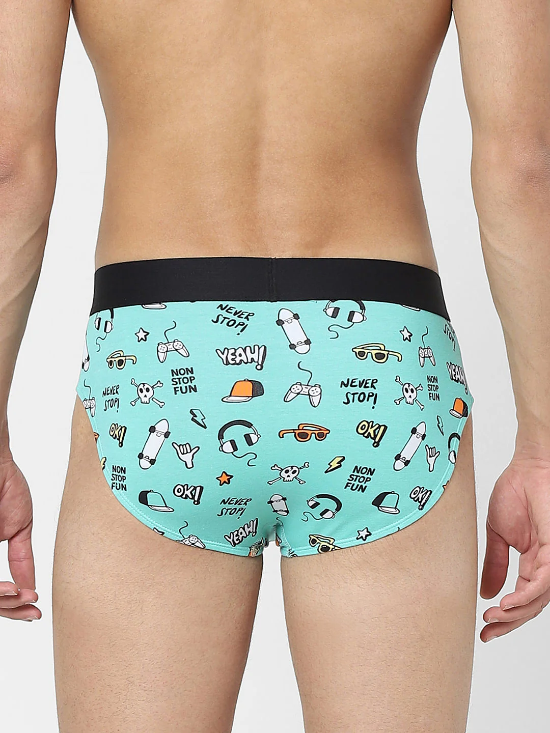 Aqua Blue Graphic Print Briefs - Image 3