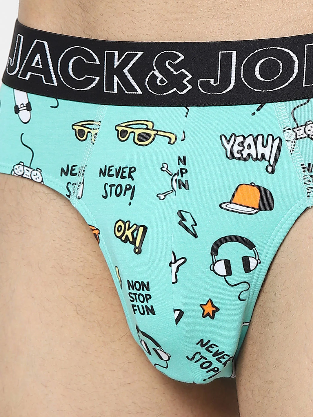 Aqua Blue Graphic Print Briefs - Image 4