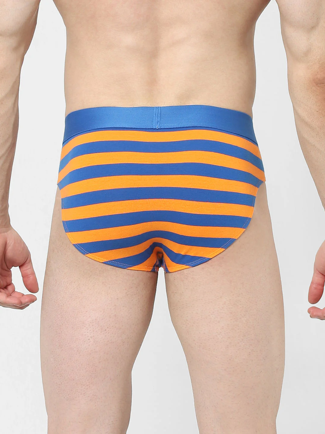 Pack Of 3 Orange, Blue & Green Striped Briefs - Image 3
