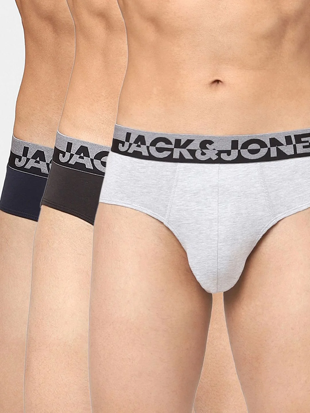 Pack Of 3 Grey, Black & Blue Briefs