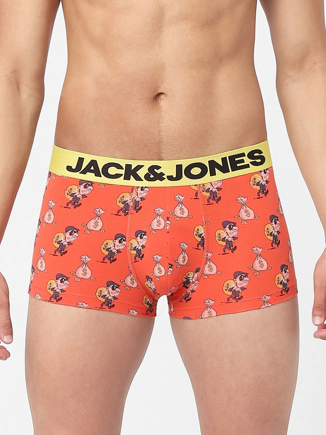 Orange Printed Trunks