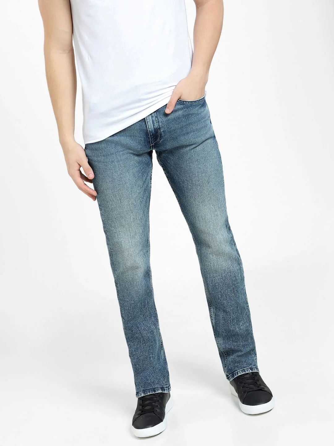 Blue Mid Rise Washed Clark Regular Jeans - Image 2