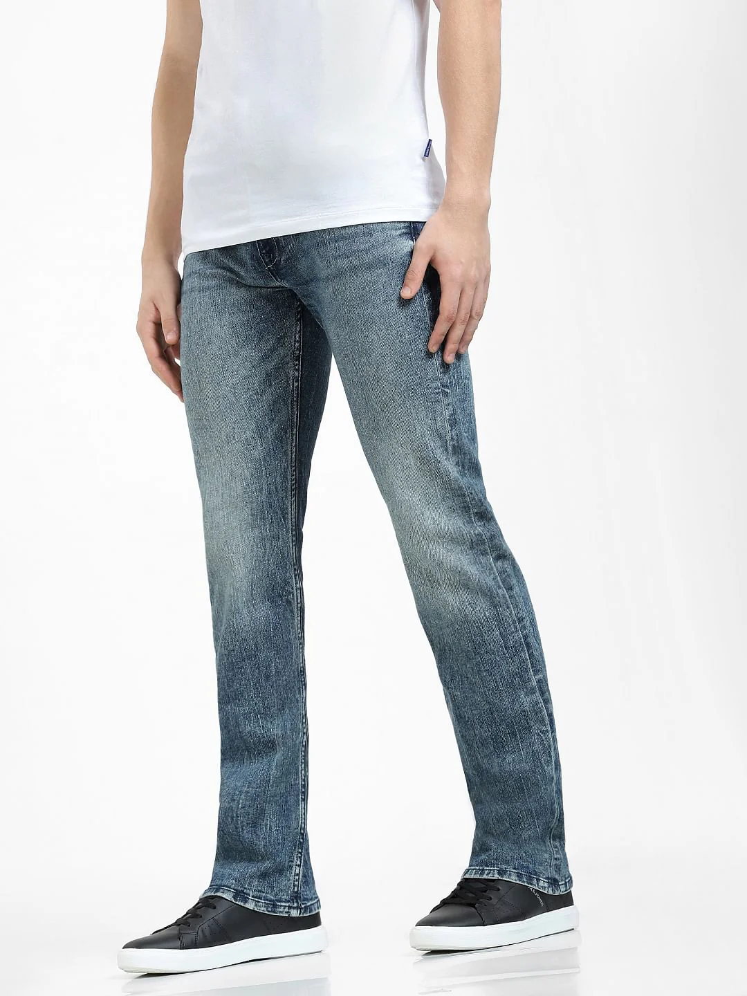 Blue Mid Rise Washed Clark Regular Jeans - Image 3