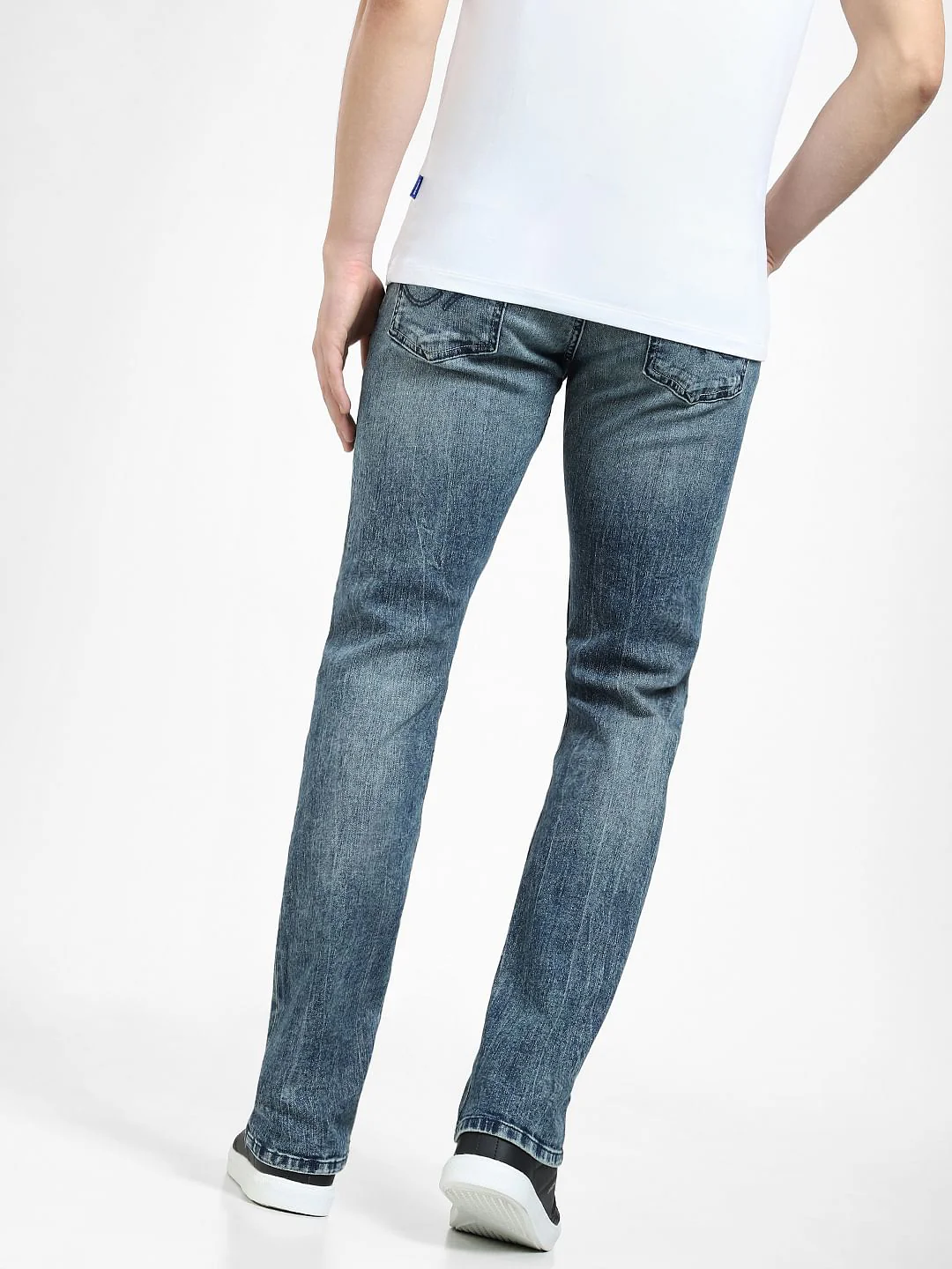 Blue Mid Rise Washed Clark Regular Jeans - Image 4