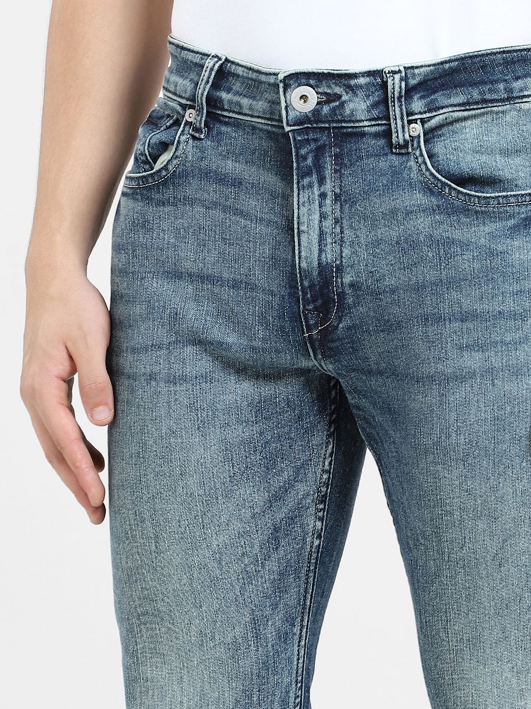 Blue Mid Rise Washed Clark Regular Jeans - Image 5