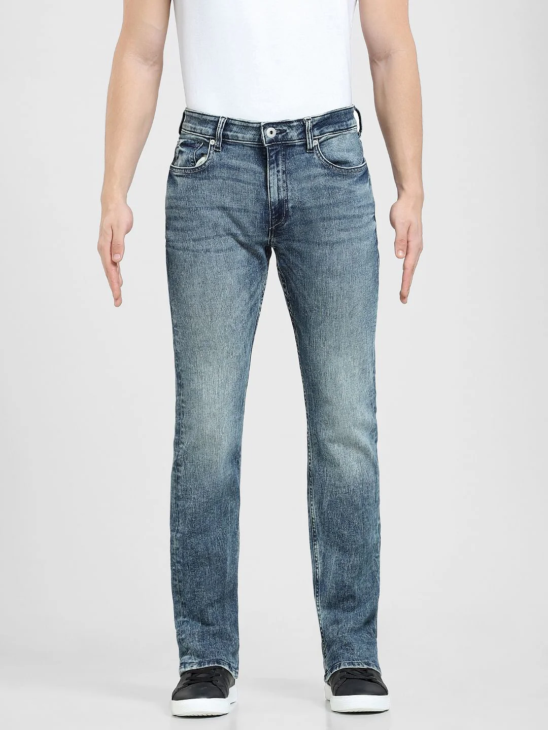 Blue Mid Rise Washed Clark Regular Jeans - Image 6