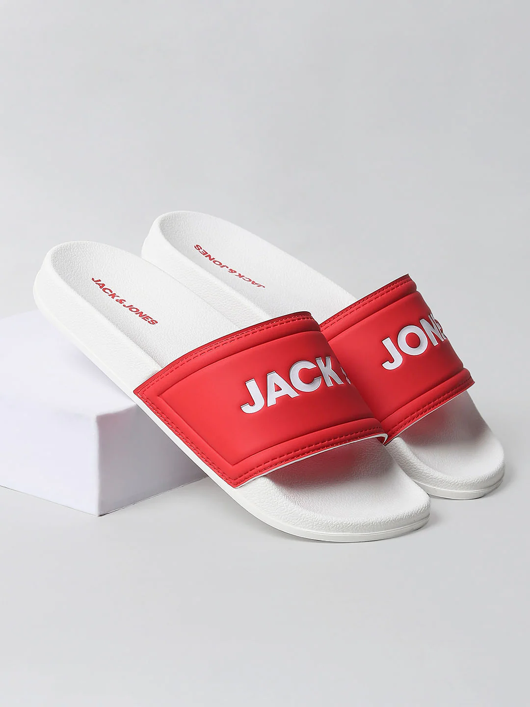 White & Red Logo Print Sliders - Image 13
