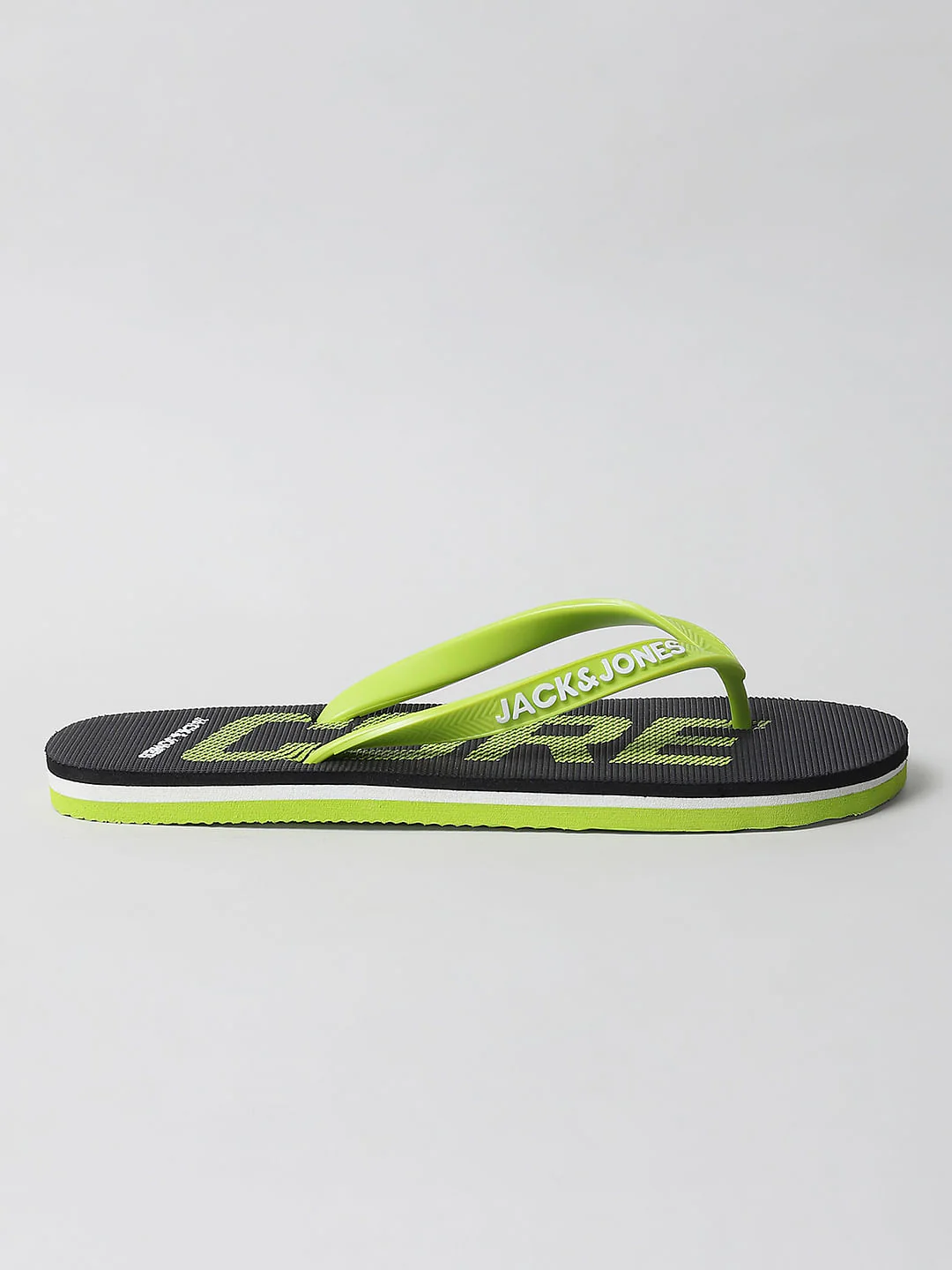 Green Logo Print Flip Flops