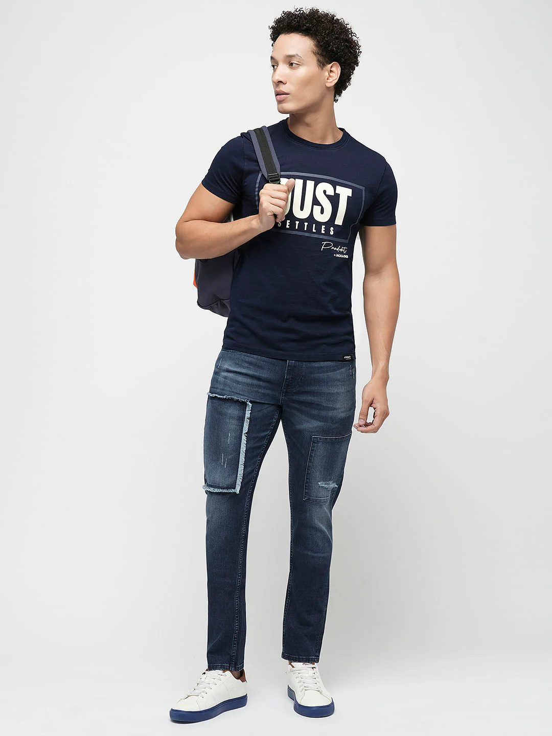 PRODUKT by JACK&JONES Blue Printed Crew Neck T-shirt - Image 5