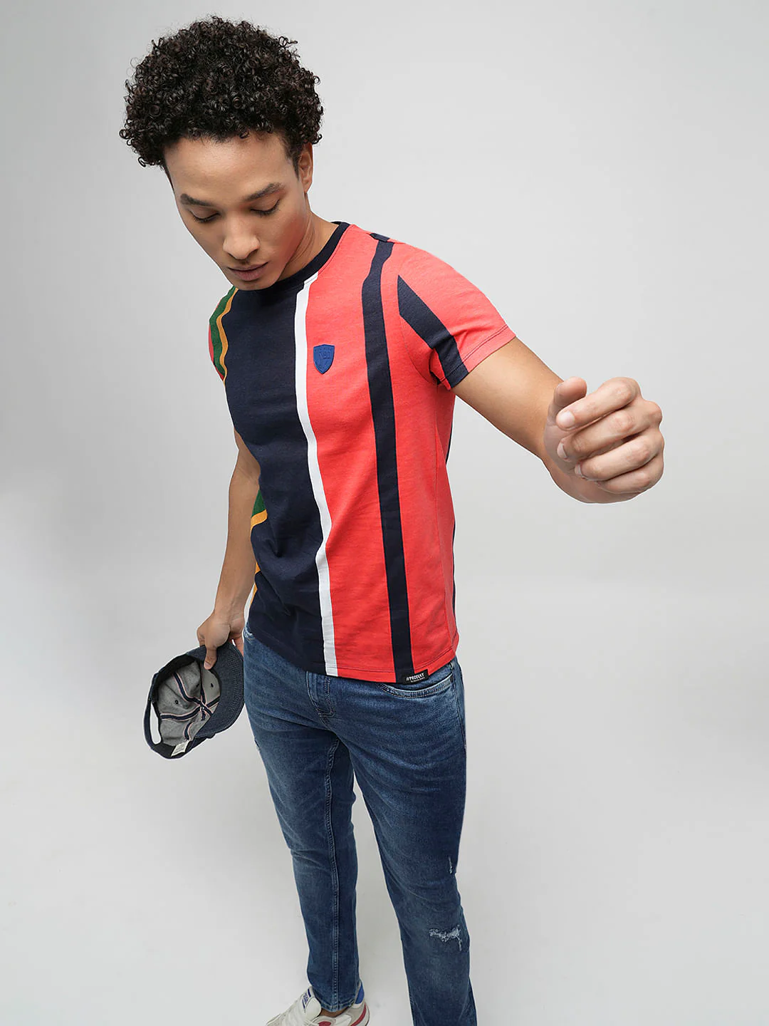 PRODUKT by JACK&JONES Red Colourblocked Crew Neck T-shirt