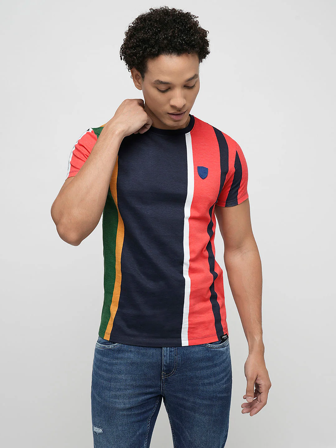 PRODUKT by JACK&JONES Red Colourblocked Crew Neck T-shirt - Image 2