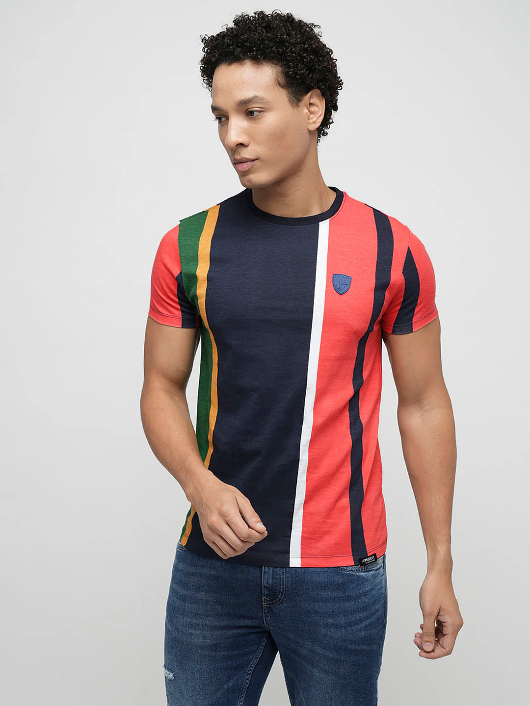 PRODUKT by JACK&JONES Red Colourblocked Crew Neck T-shirt - Image 3